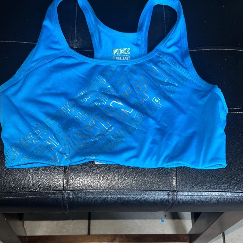 PINK Victoria's Secret Blue Racerback Sports Bra